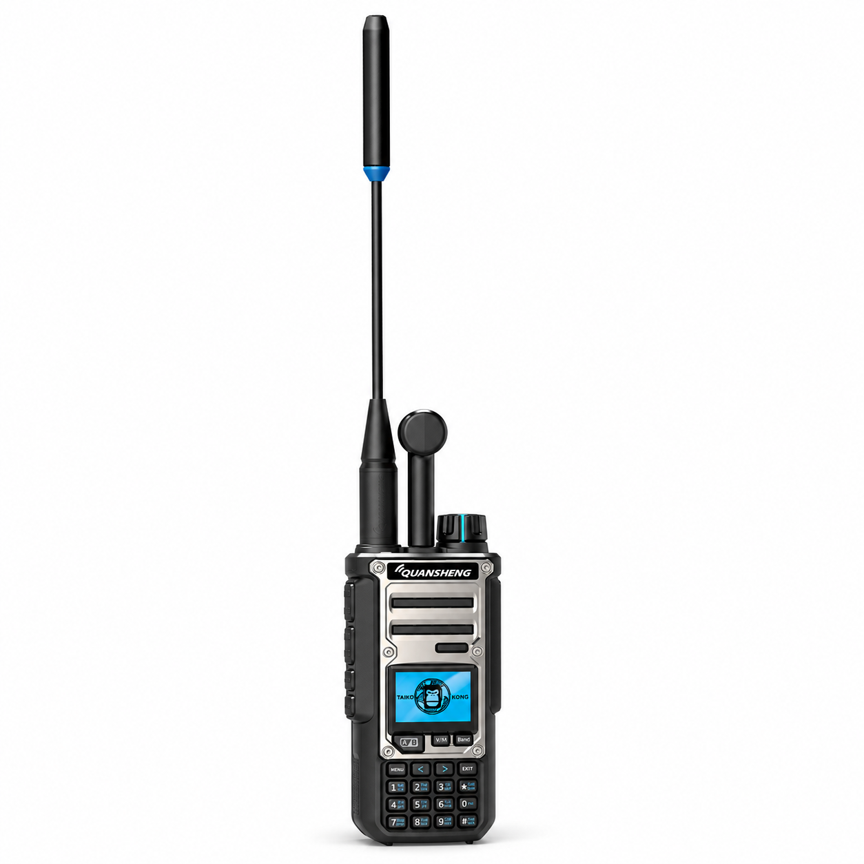 QUANSHENG TK-11(8) gold and black handheld radio with long antenna