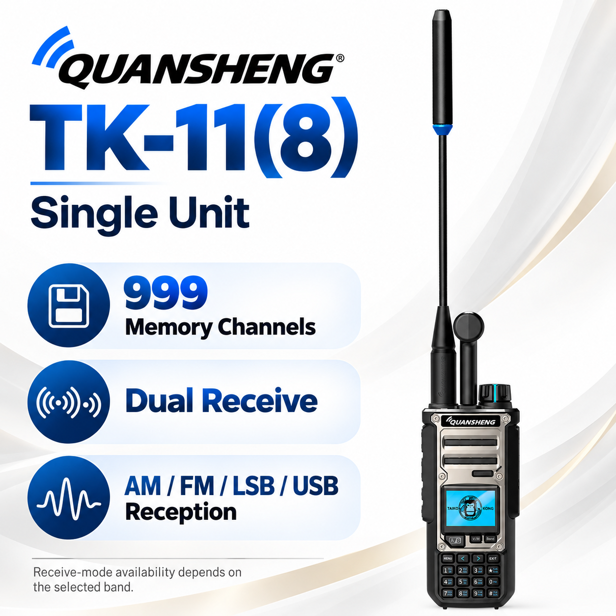 QUANSHENG TK-11(8) single-unit radio with 999 channels and dual receive
