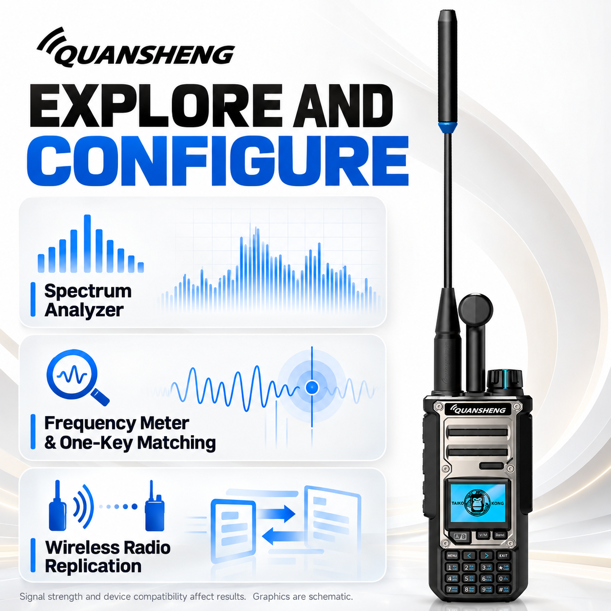 QUANSHENG TK-11(8) spectrum analyzer frequency meter and wireless replication
