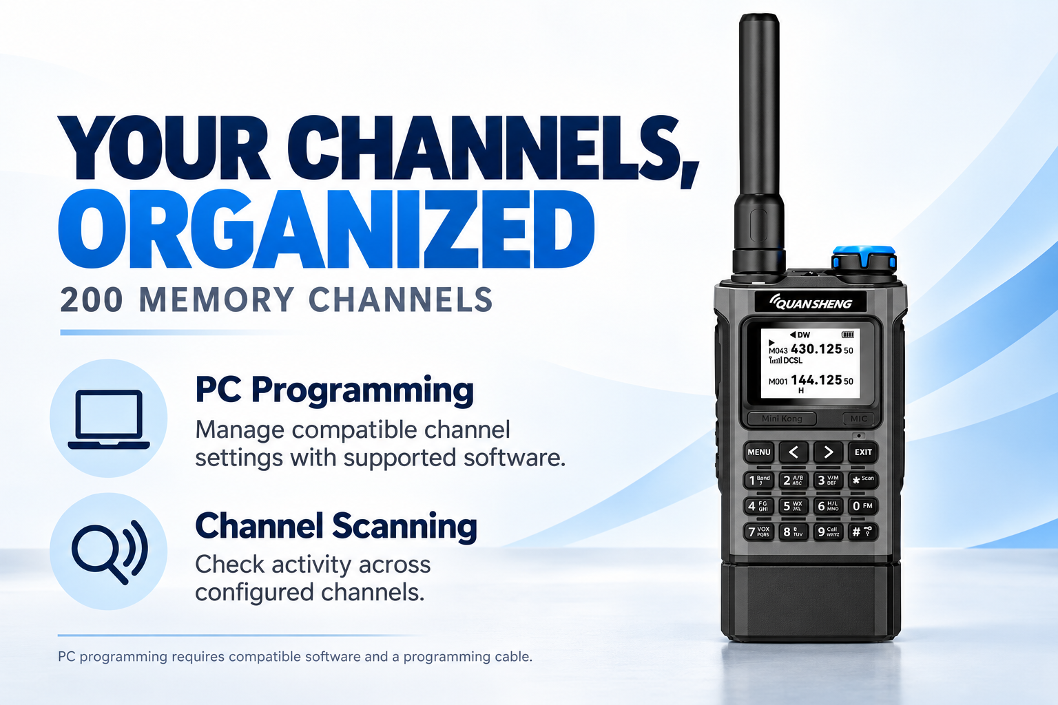 QUANSHENG UV-K1 200 memory channels and PC programming