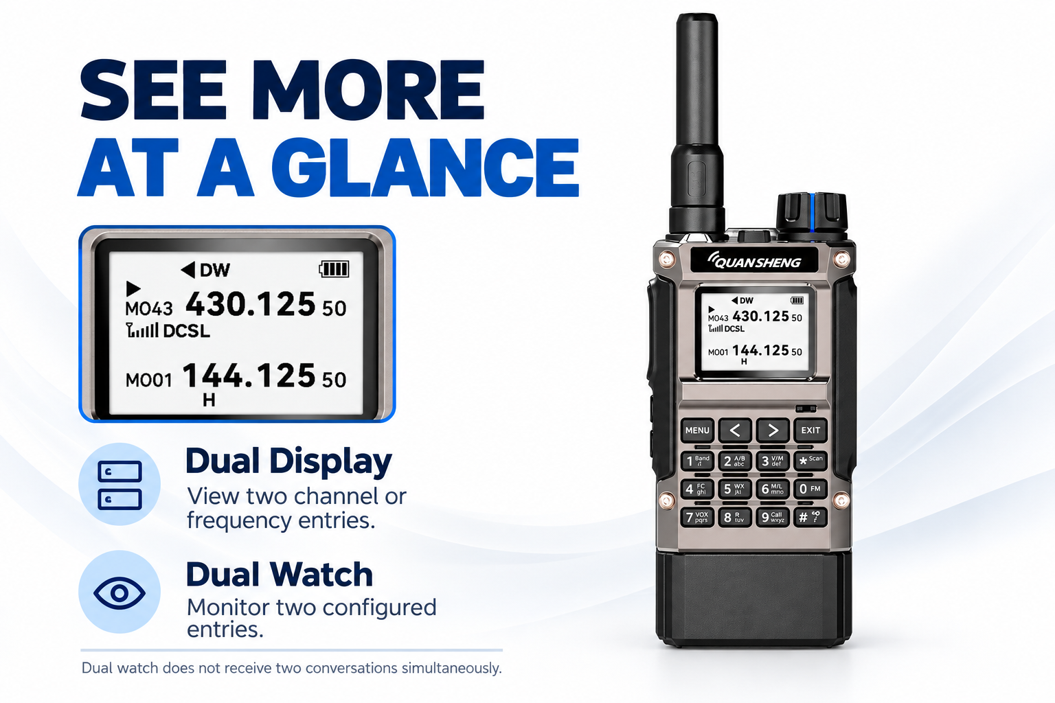 QUANSHENG UV-K1(8) dual display and dual watch explanation