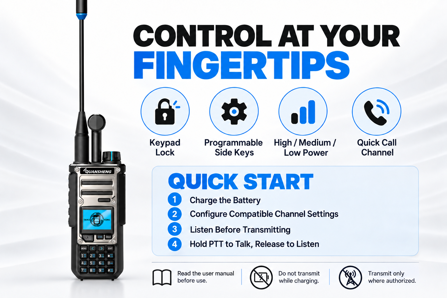 QUANSHENG TK-11(8) control features and quick start instructions