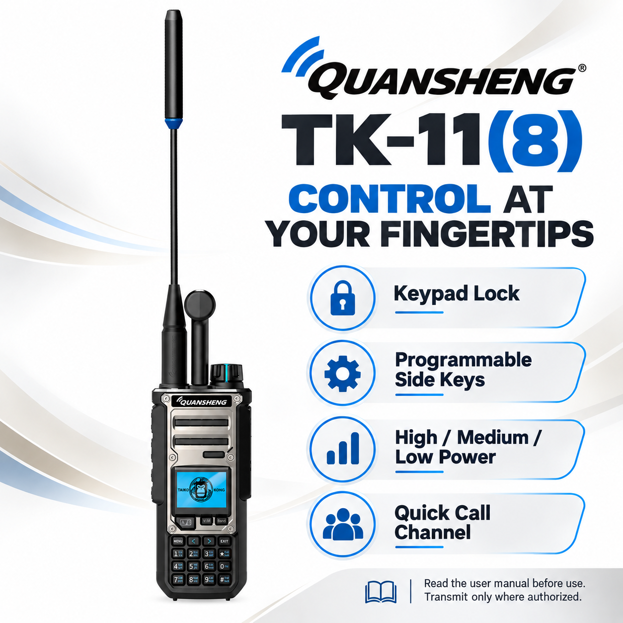 QUANSHENG TK-11(8) keypad lock programmable side keys and power selection