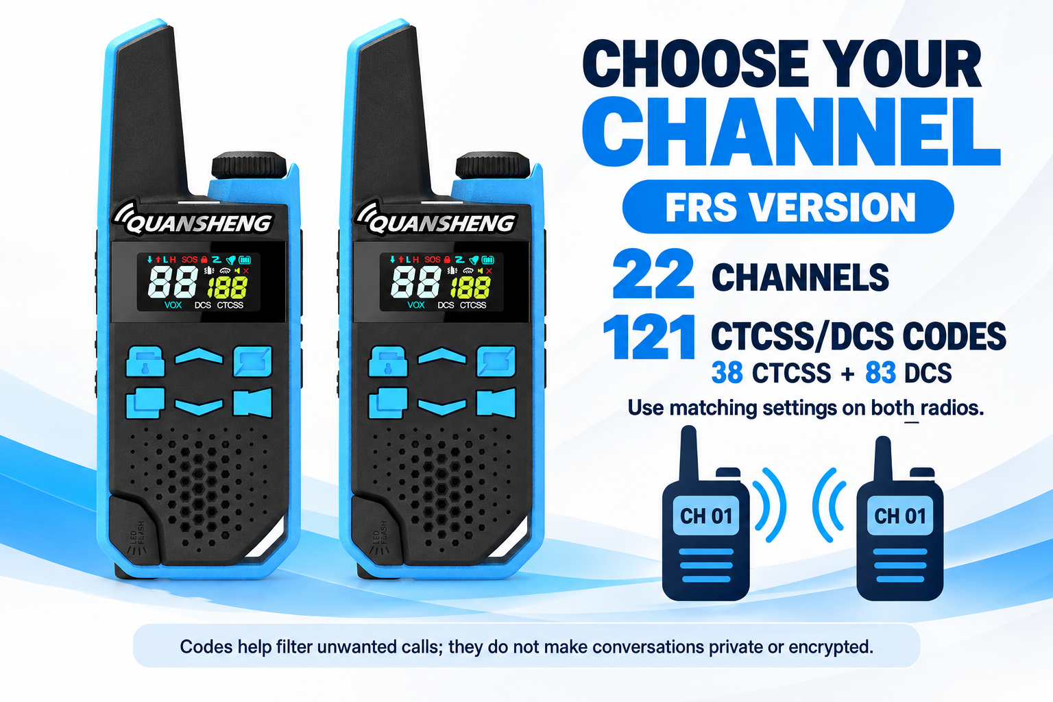 QUANSHENG TG-FR1 FRS — 22 Channels and CTCSS DCS explanation