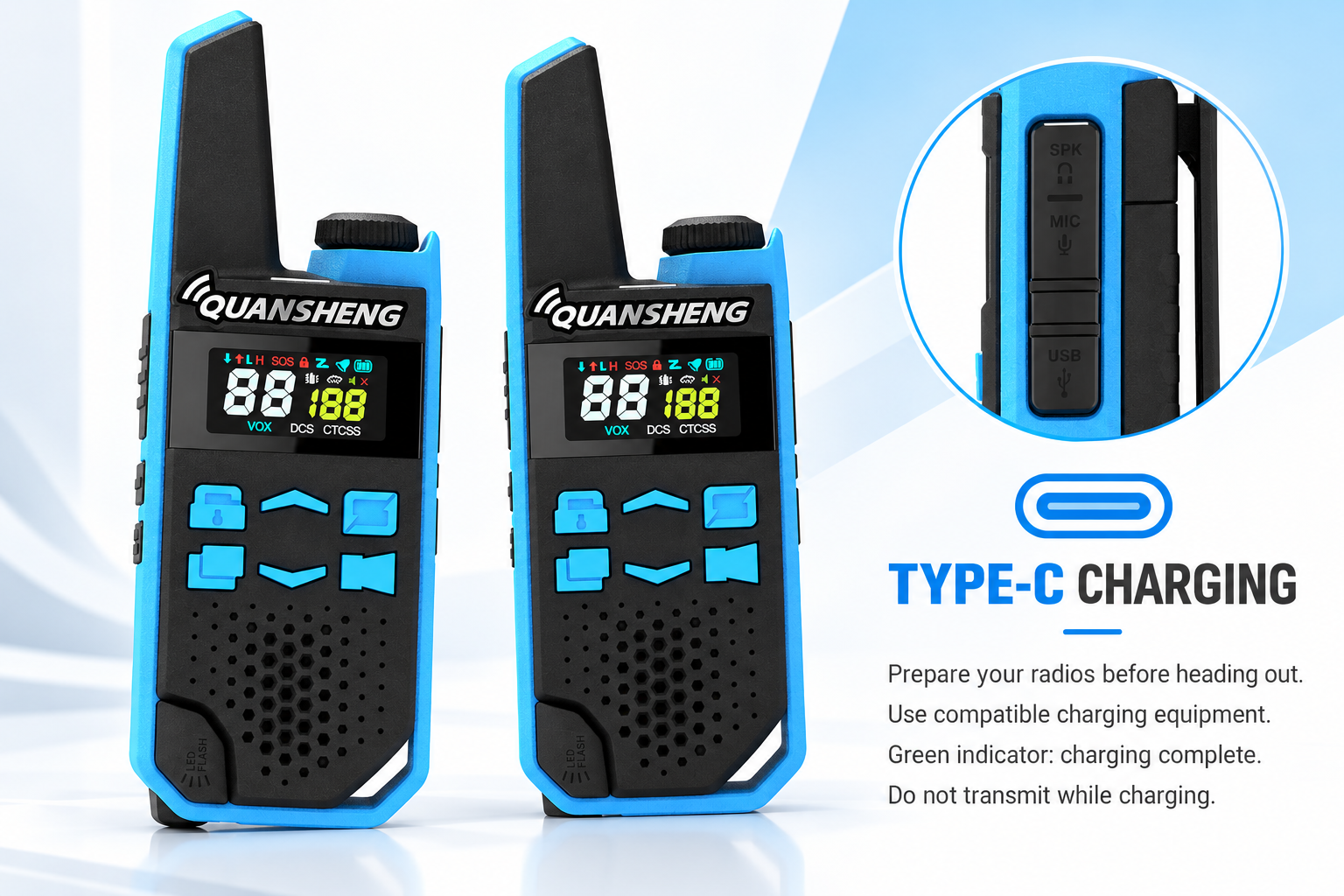 QUANSHENG TG-FR1 Type-C charging instructions
