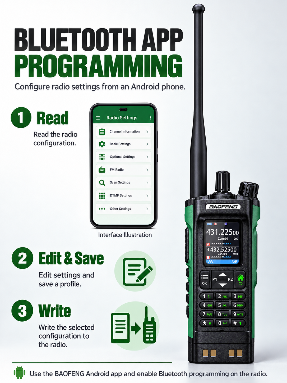 BAOFENG UV-32 Bluetooth app programming workflow