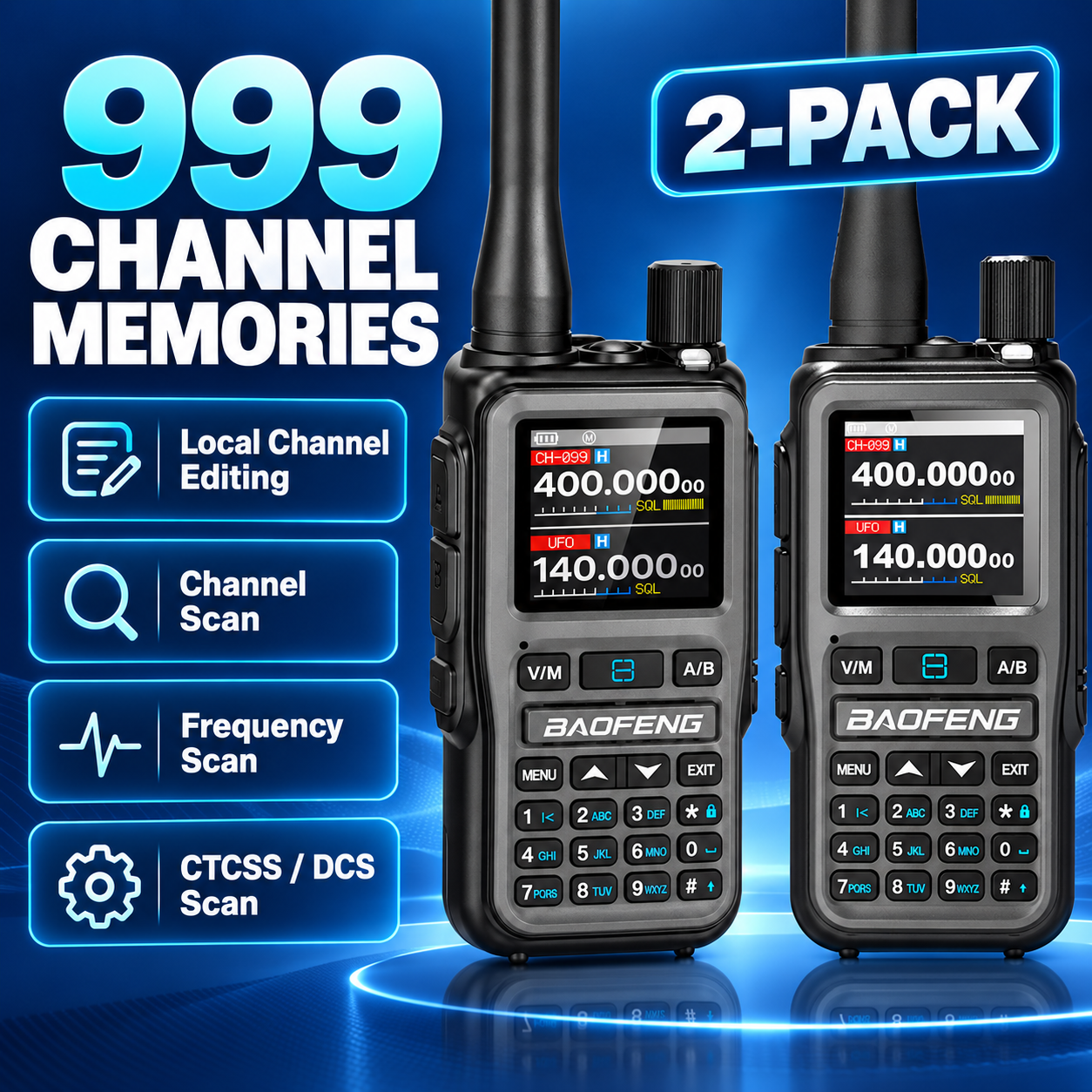 BAOFENG BF-5RMINI gray two-radio set 999 channels and scanning