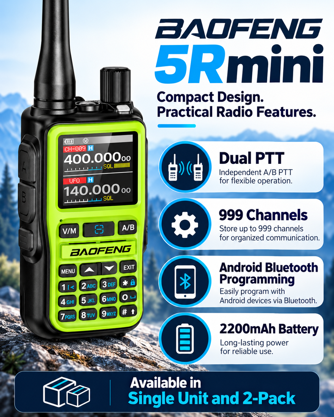 BAOFENG BF-5RMINI feature overview and package options