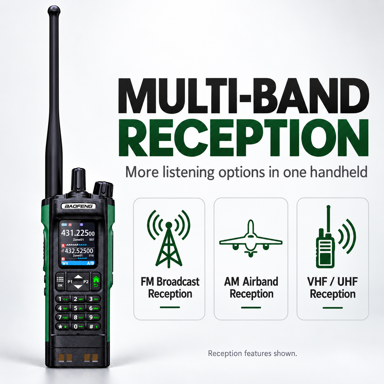 BAOFENG UV-32 FM broadcast AM airband and VHF UHF reception