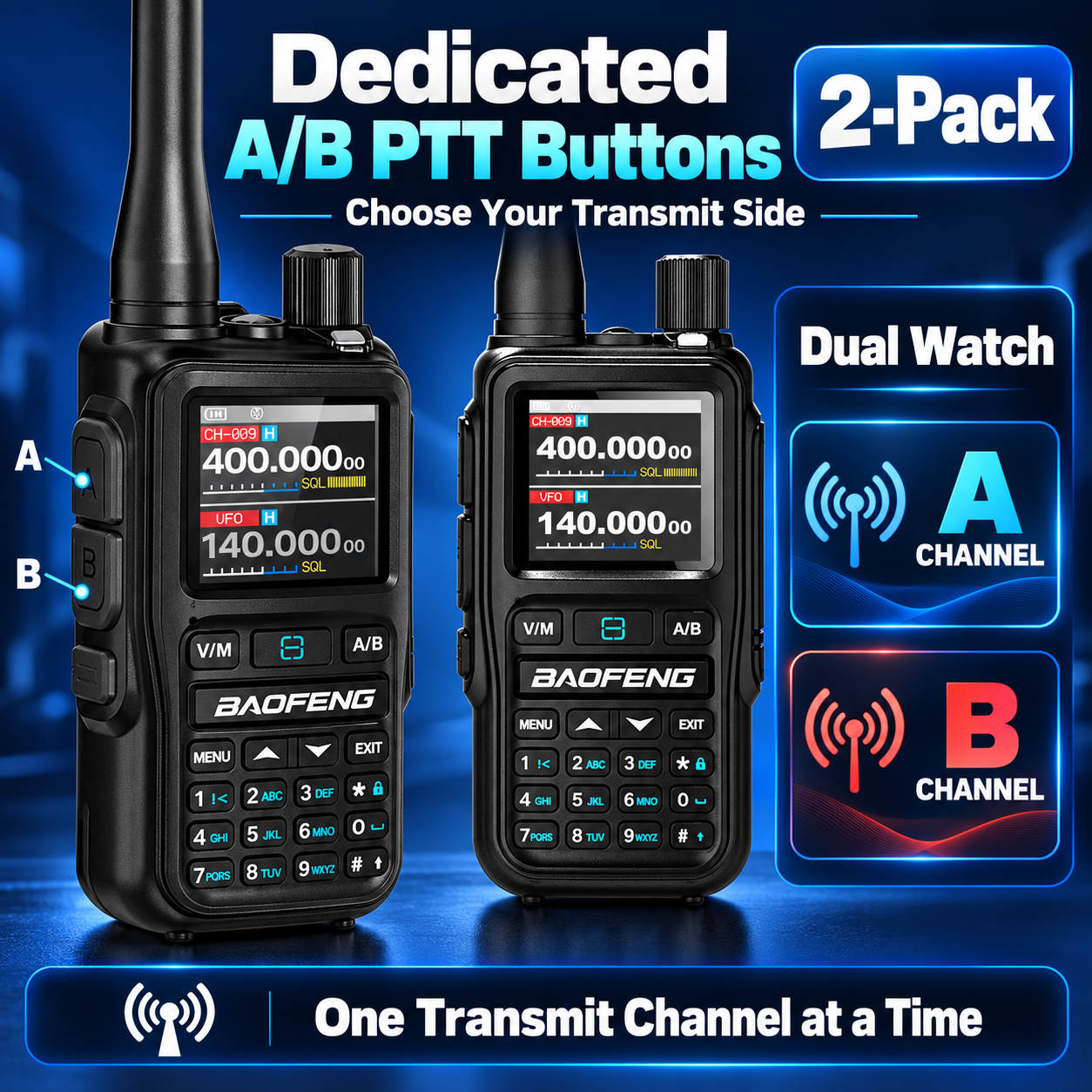 BAOFENG BF-5RMINI black two-radio set dual PTT controls