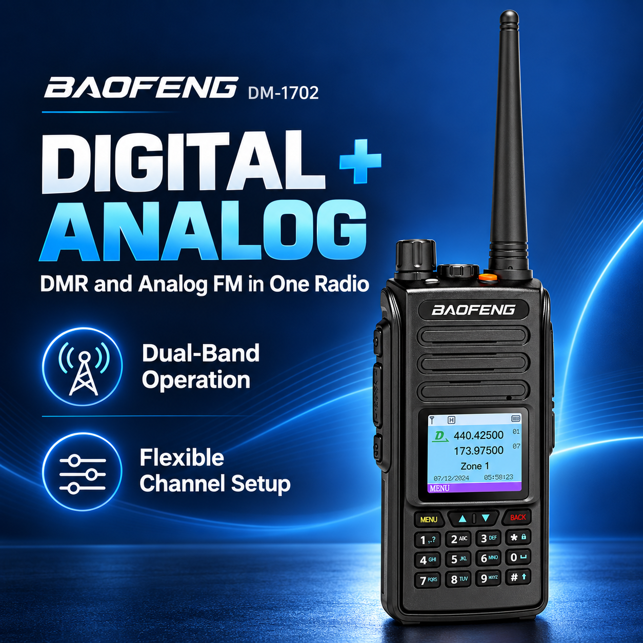 BAOFENG DM-1702 dual-band DMR digital and analog FM radio
