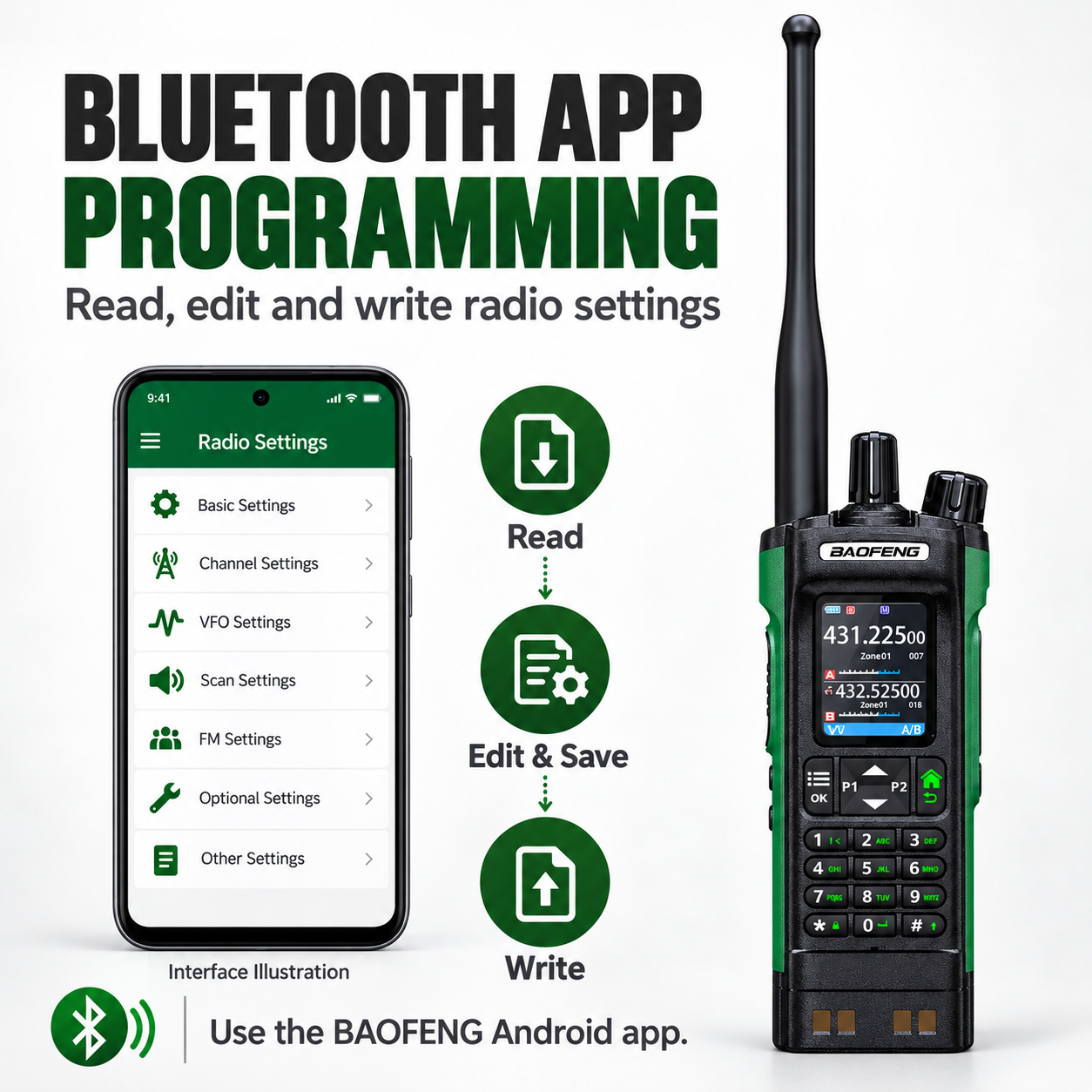 BAOFENG UV-32 Bluetooth Android app programming