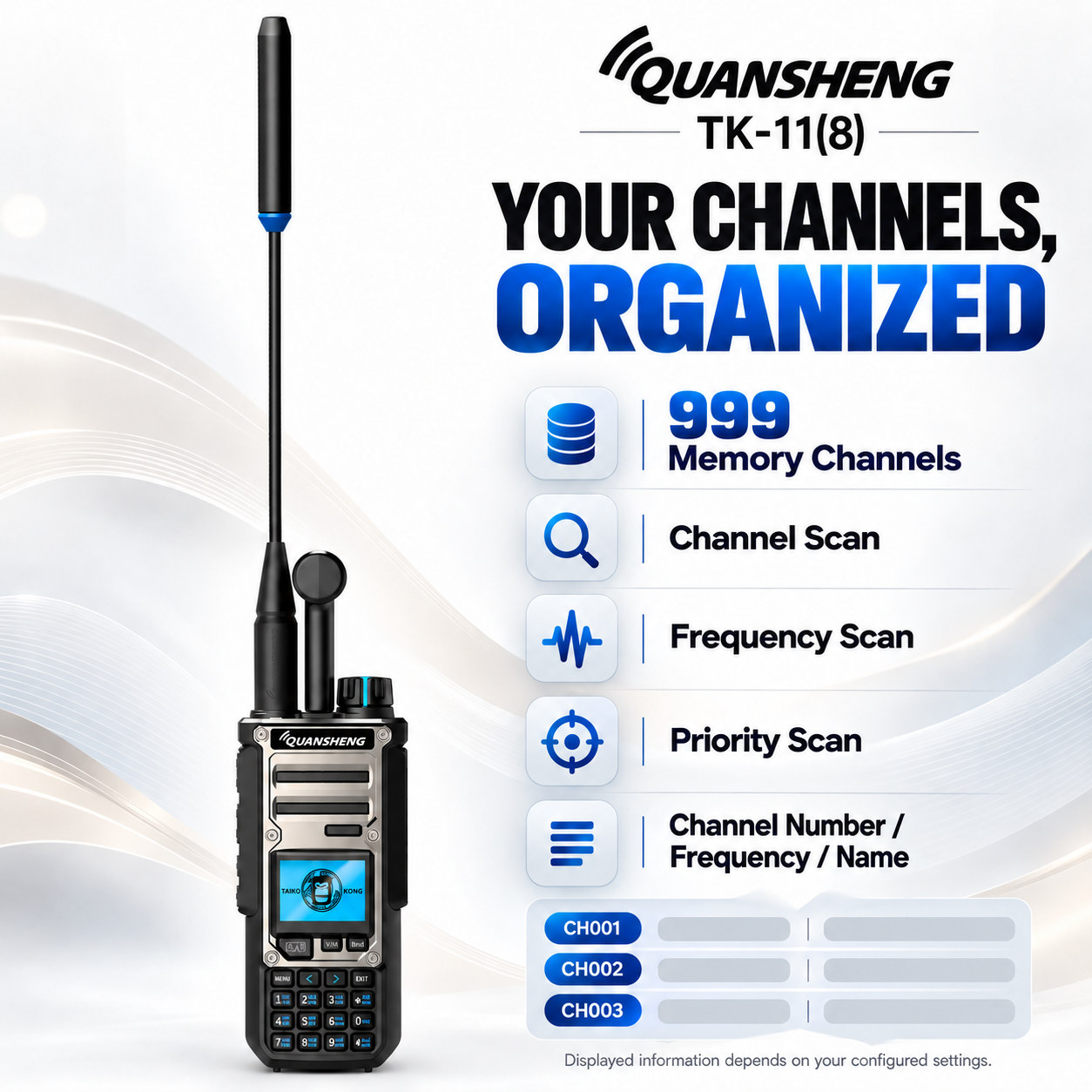 QUANSHENG TK-11(8) memory channels and scanning options
