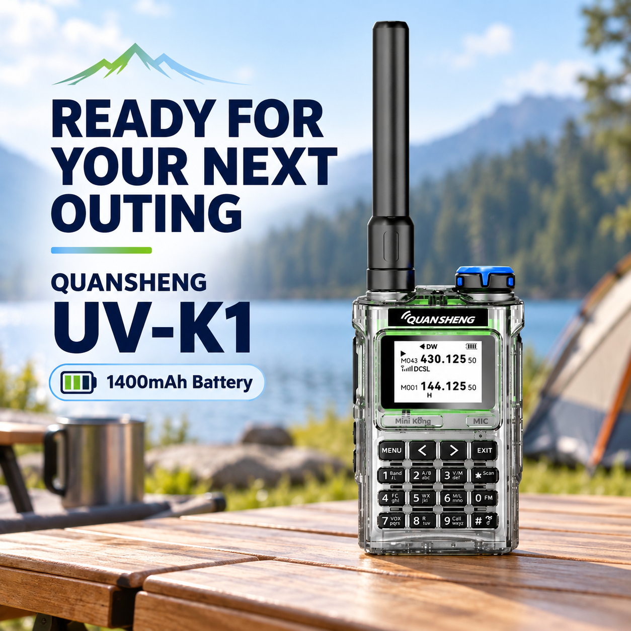 QUANSHENG UV-K1 transparent handheld radio for outdoor use