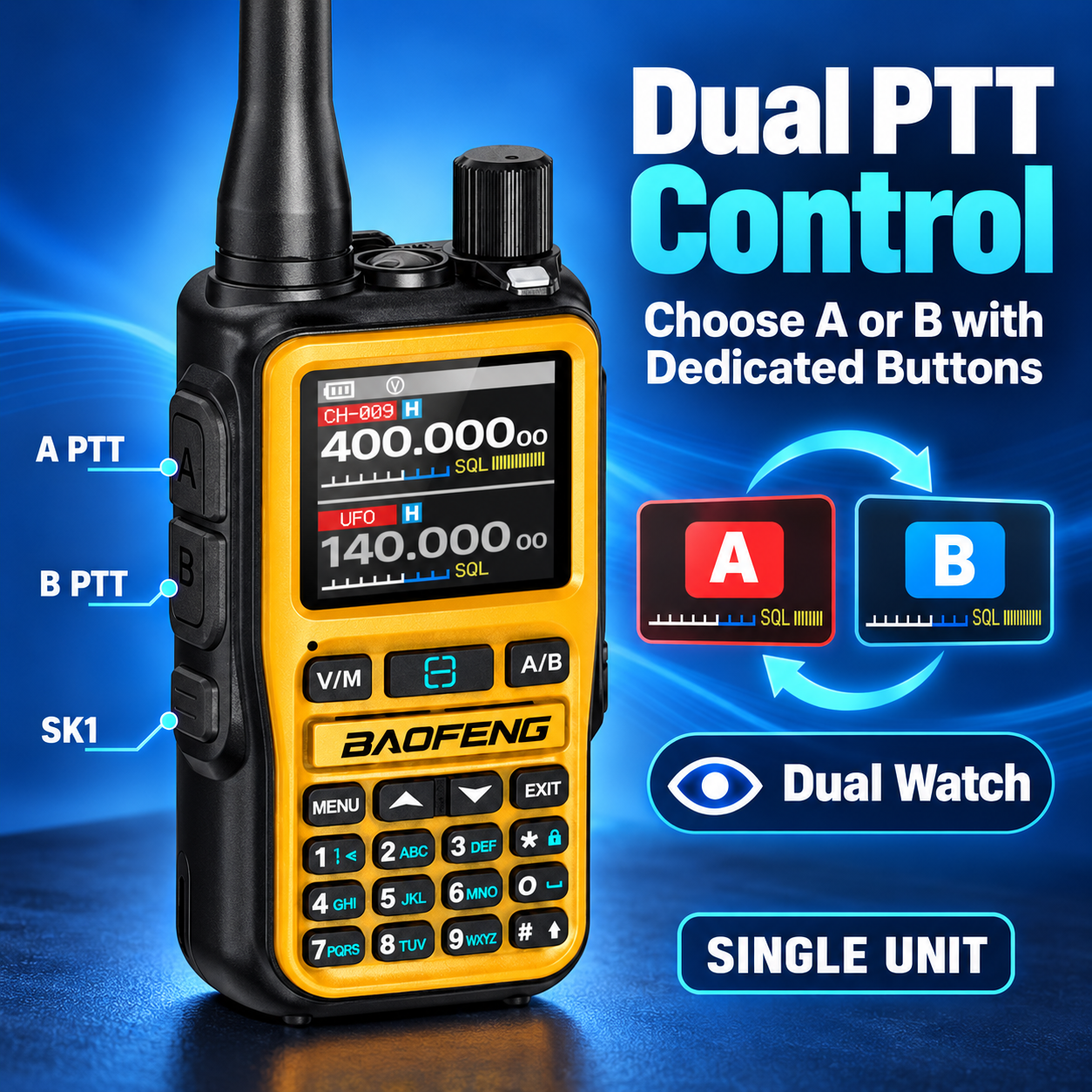 BAOFENG BF-5RMINI orange single radio dual PTT controls
