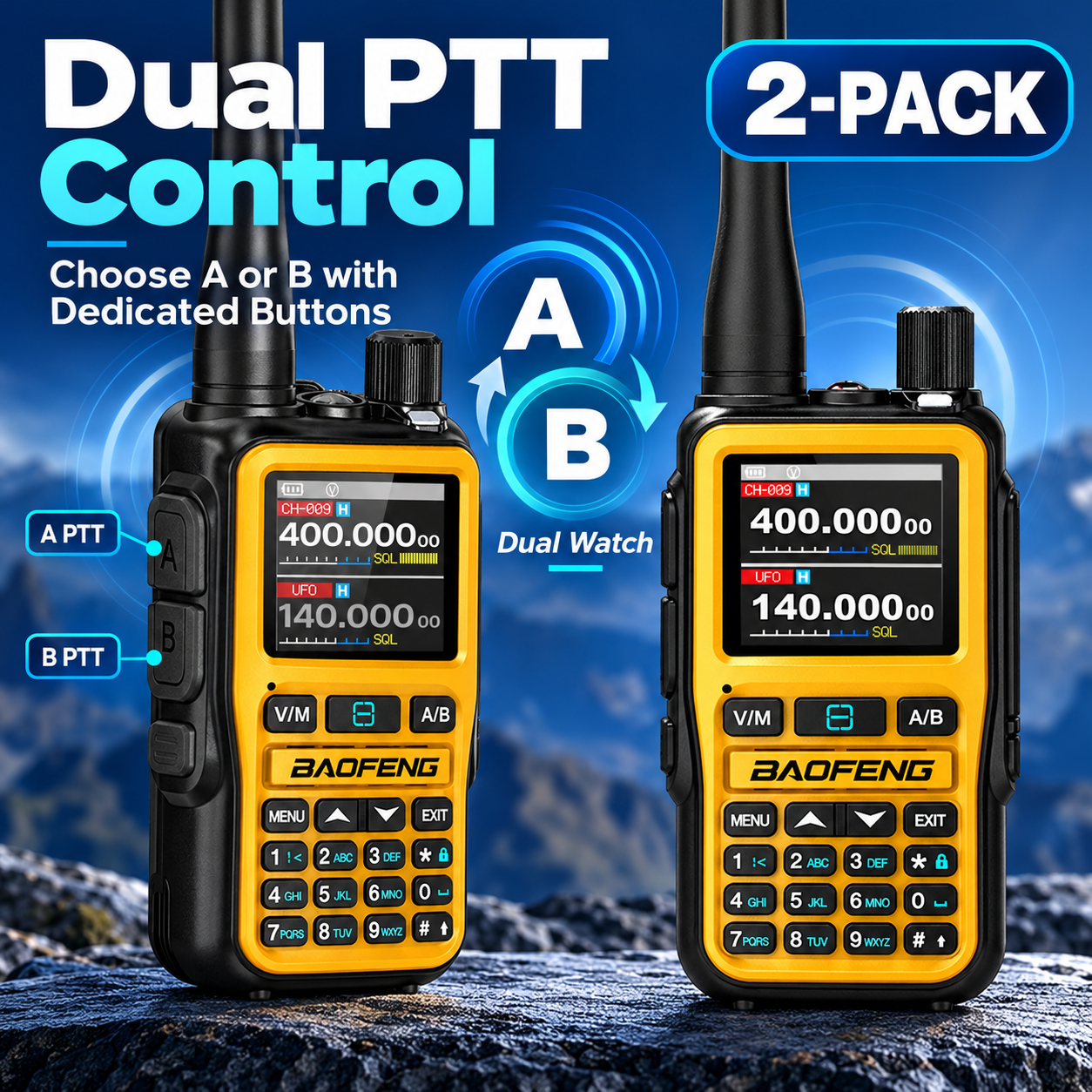 BAOFENG BF-5RMINI orange two-radio set dual PTT controls