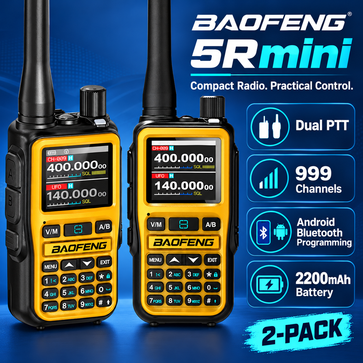 BAOFENG BF-5RMINI orange two-radio set feature overview