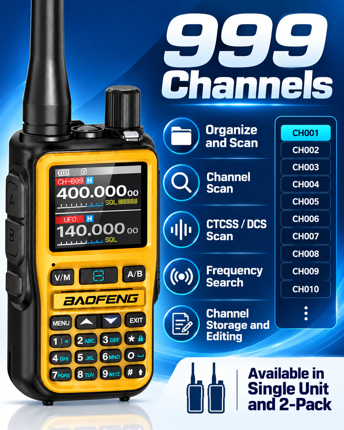 BAOFENG BF-5RMINI channel management and full keypad controls