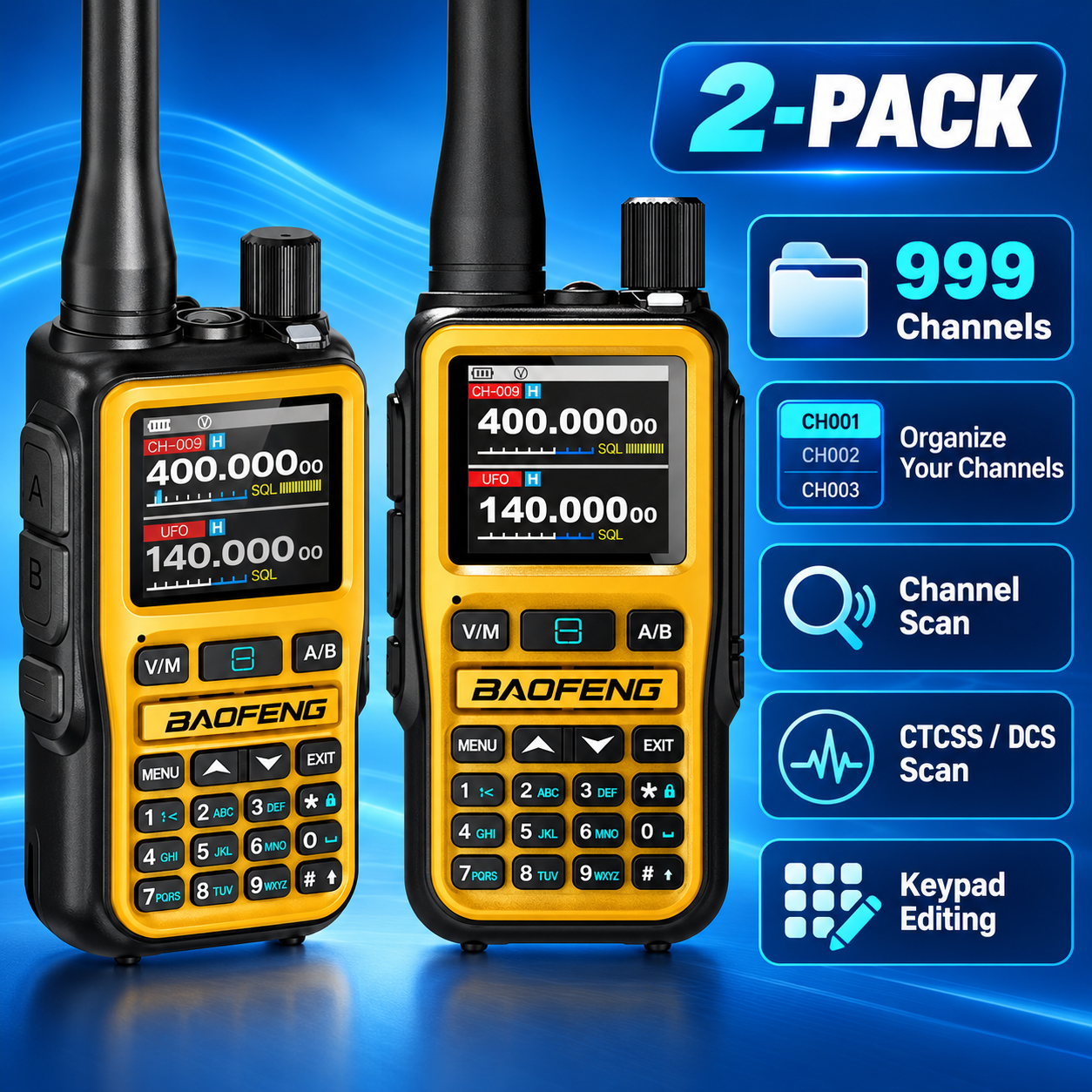 BAOFENG BF-5RMINI orange two-radio set 999 channels and scanning