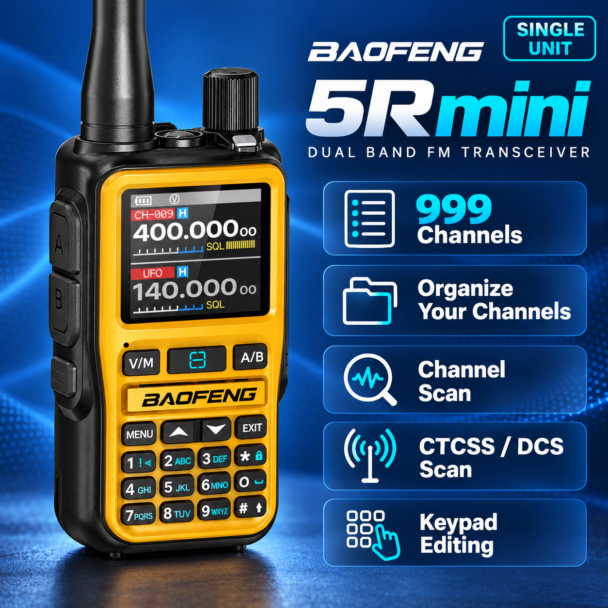 BAOFENG BF-5RMINI orange single radio 999 channels and scanning