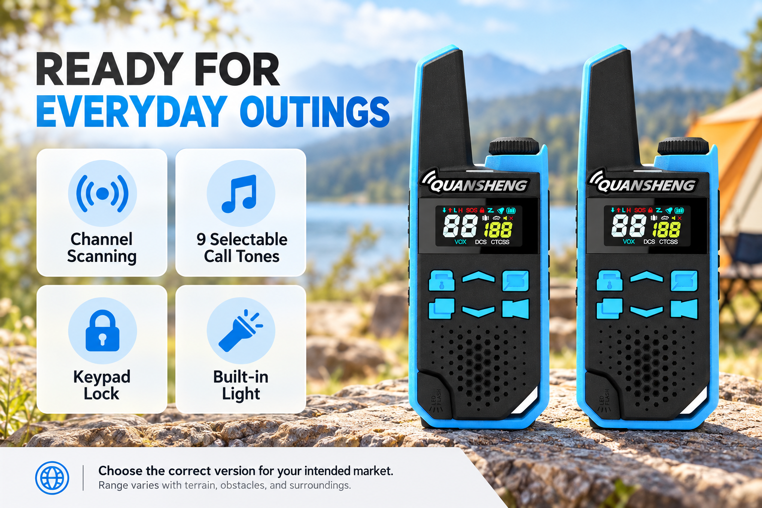 QUANSHENG TG-FR1 radio pair for everyday outdoor activities