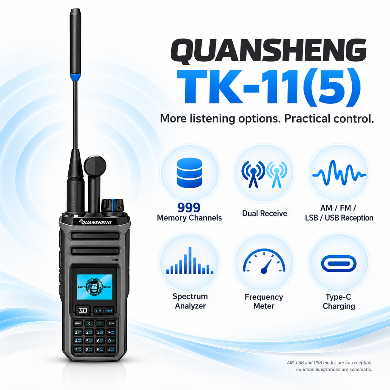 QUANSHENG TK-11(5) key features and 999 memory channels