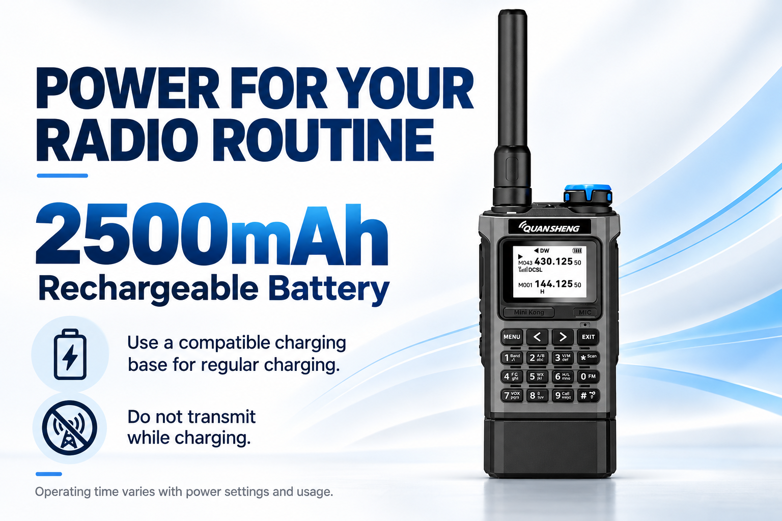 QUANSHENG UV-K1 2500mAh battery and charging guidance