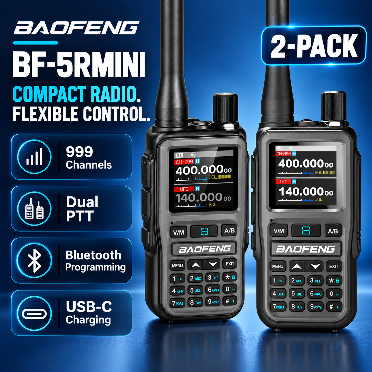 BAOFENG BF-5RMINI gray two-radio set feature overview