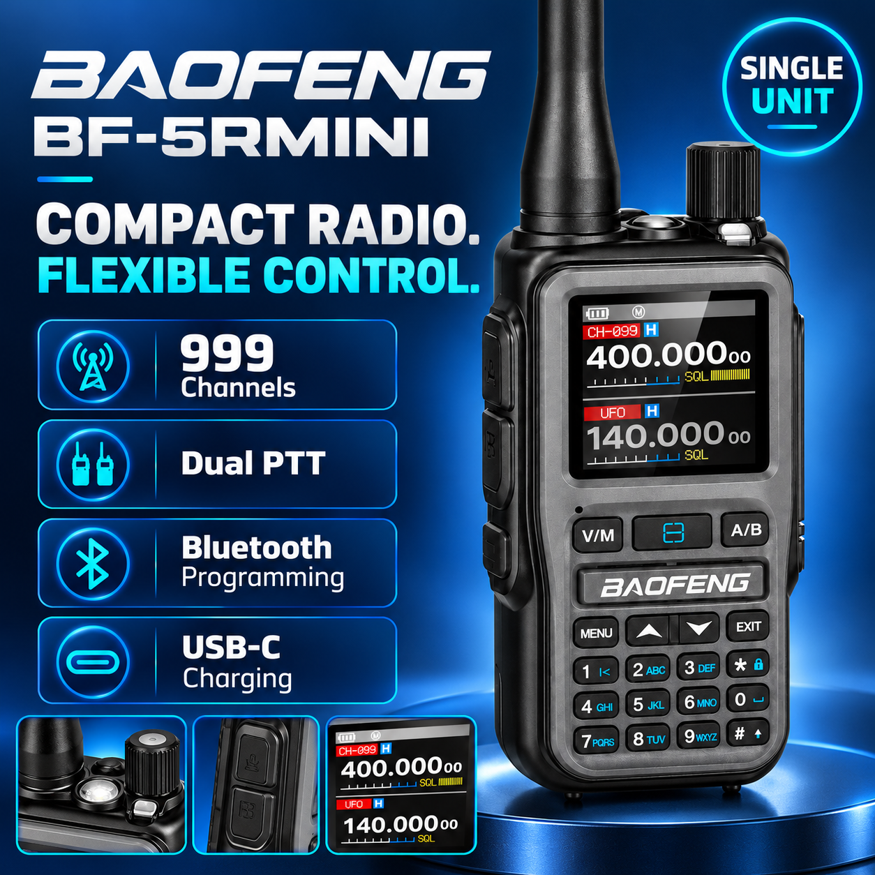 BAOFENG BF-5RMINI gray single radio feature overview