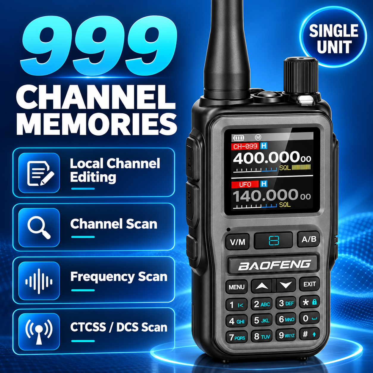 BAOFENG BF-5RMINI gray single radio 999 channels and scanning