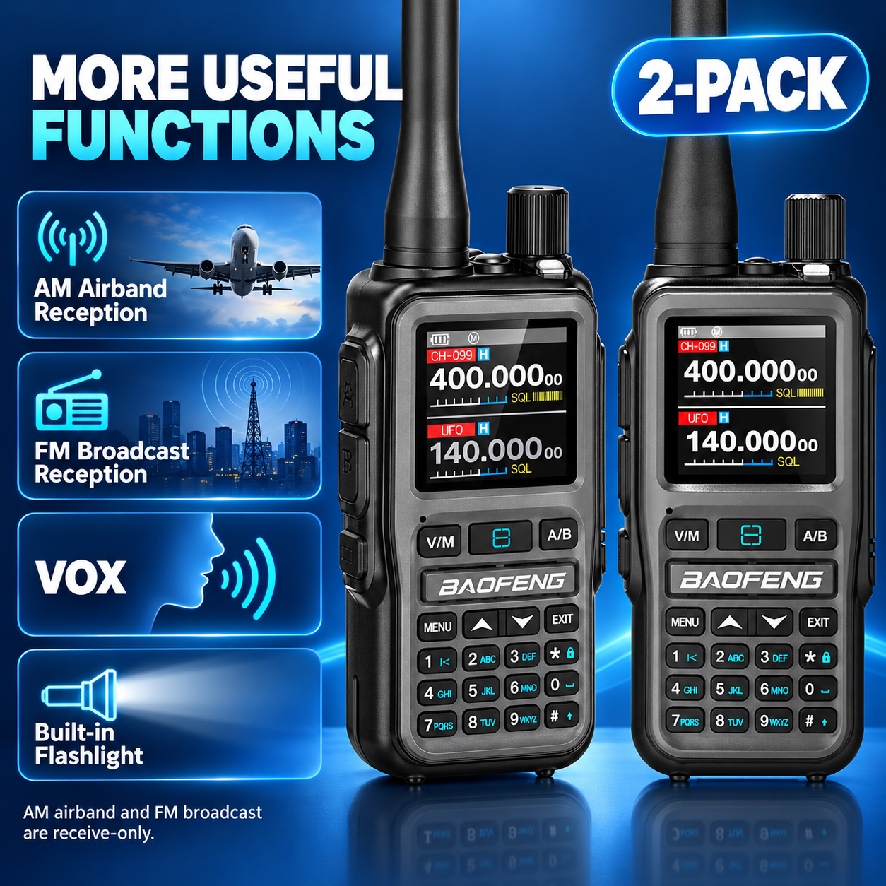 BAOFENG BF-5RMINI gray two-radio set AM and FM reception VOX and flashlight