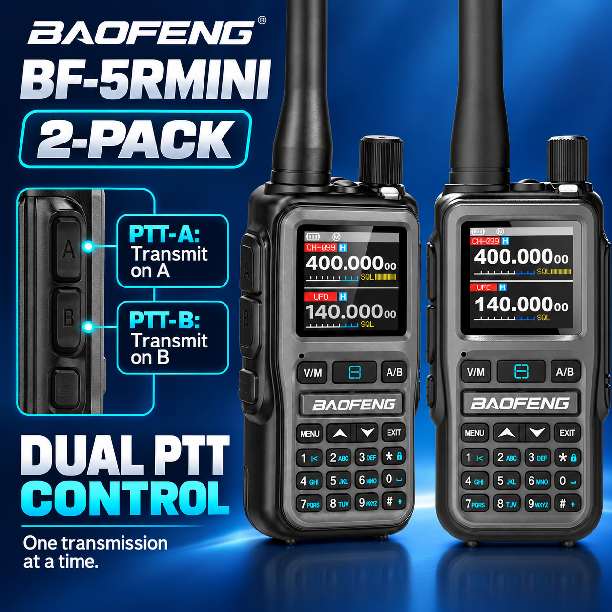 BAOFENG BF-5RMINI gray two-radio set dual PTT controls
