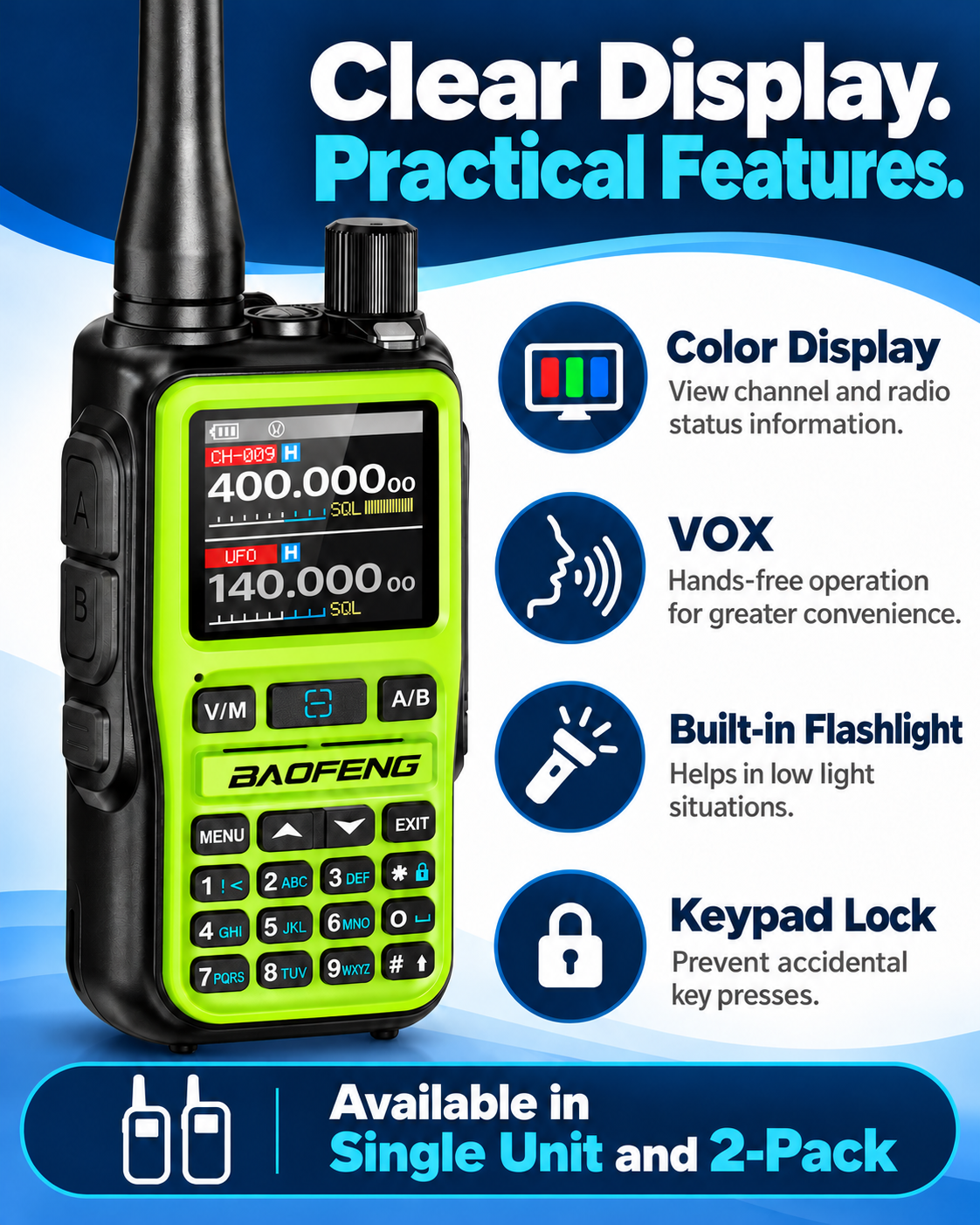 BAOFENG BF-5RMINI color display and practical controls