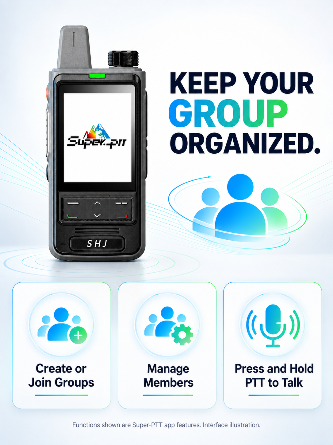 Super-PTT group management and push-to-talk communication