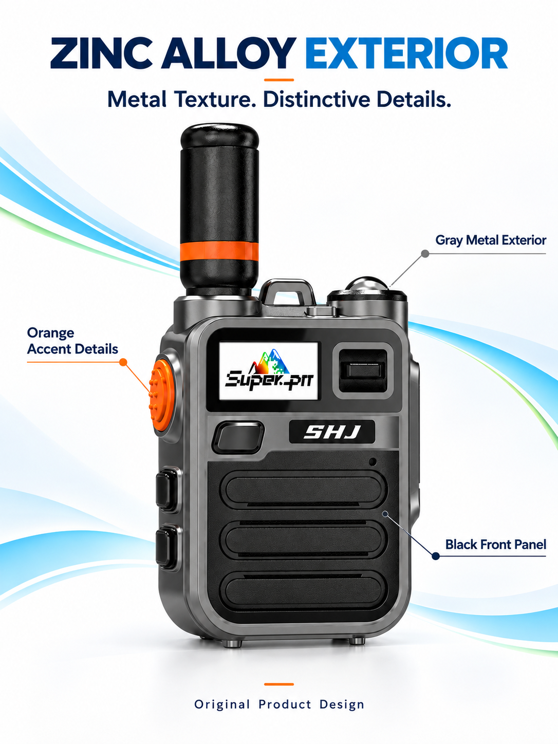 SHJ K28 zinc alloy exterior, black front panel, and orange accent details.