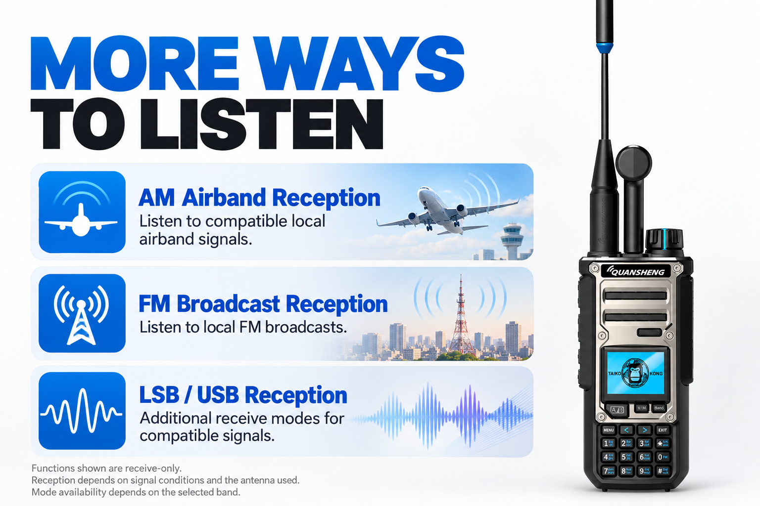 QUANSHENG TK-11(8) supported receive modes explained