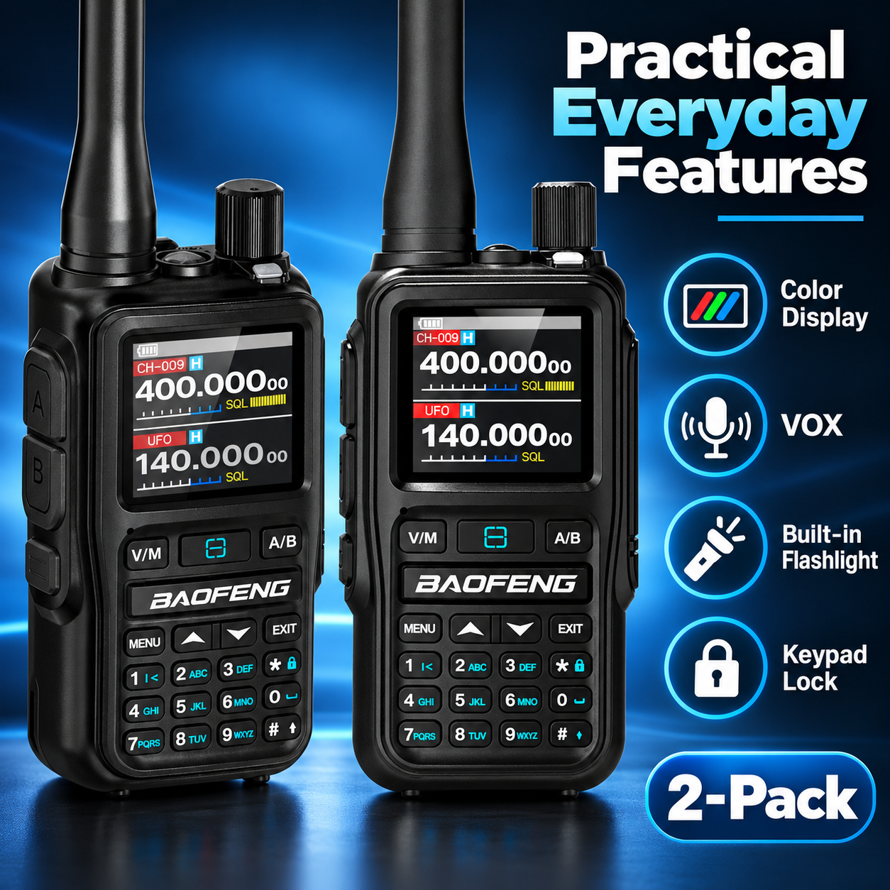 BAOFENG BF-5RMINI black two-radio set AM and FM reception VOX and flashlight