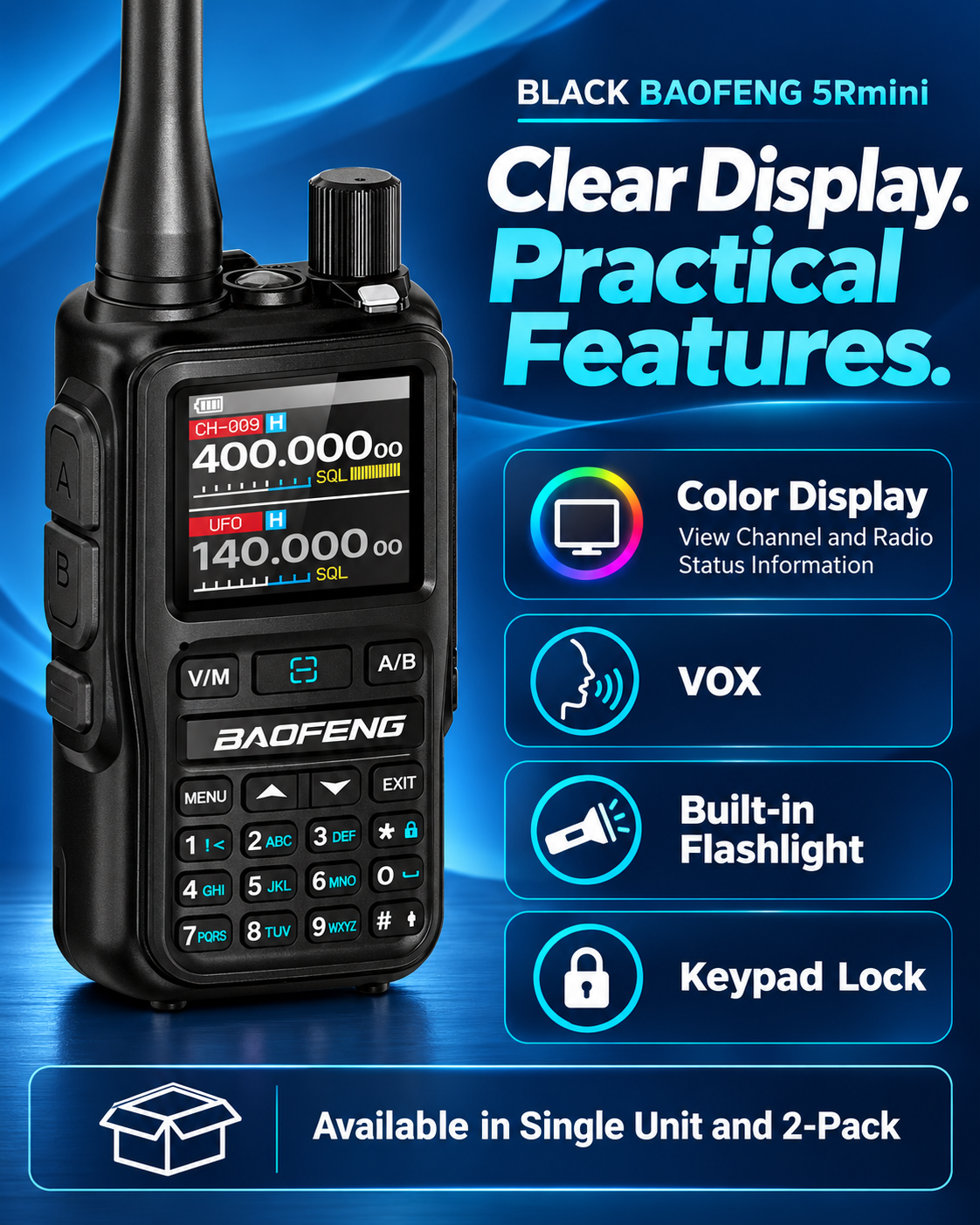 BAOFENG BF-5RMINI color display VOX flashlight and keypad lock