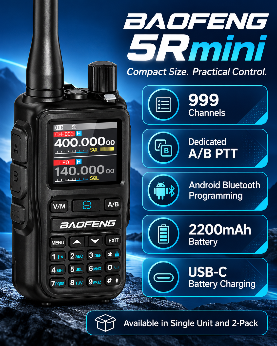 BAOFENG BF-5RMINI black radio feature overview