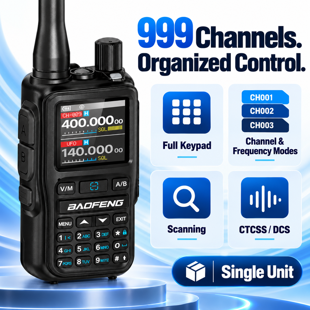 BAOFENG BF-5RMINI black single radio 999 channels and scanning